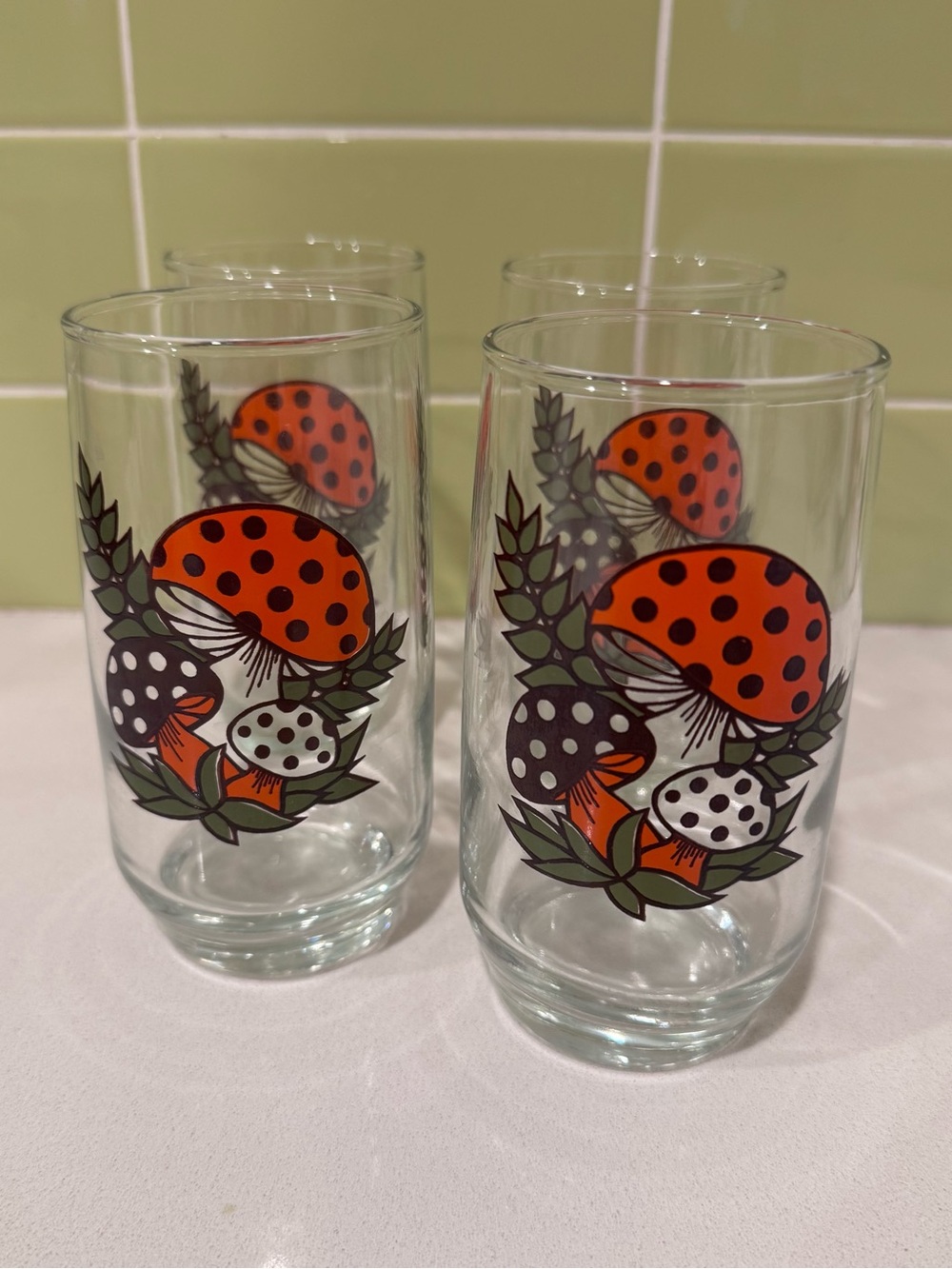 Sears, Roebuck and Co. "Merry Mushroom" drinking glasses - Set of 4